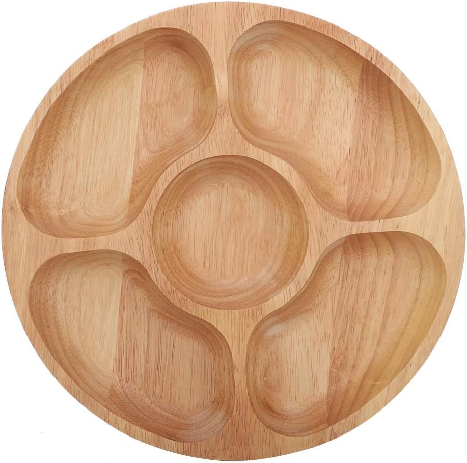 5 Sectional Tray, Wooden Divid - Food Snacks Chips review and price