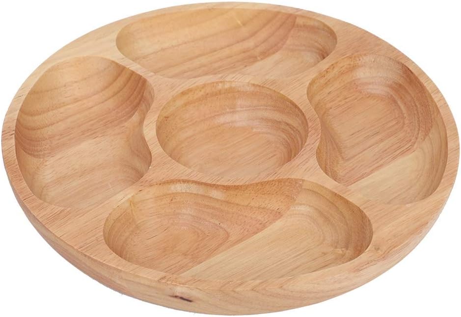 5 Sectional Tray, Wooden Divid - Food Snacks Chips review and price