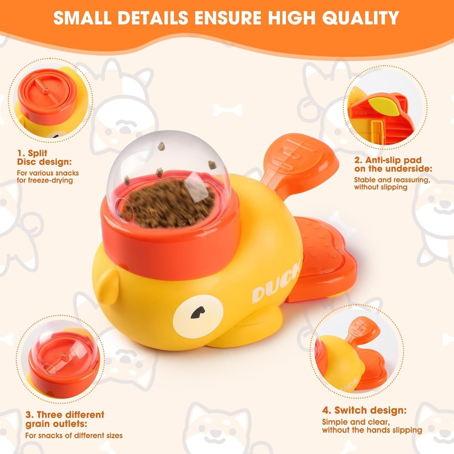 Yellow Duck Pet Snack Dispense - Yellow Food Snacks review and price